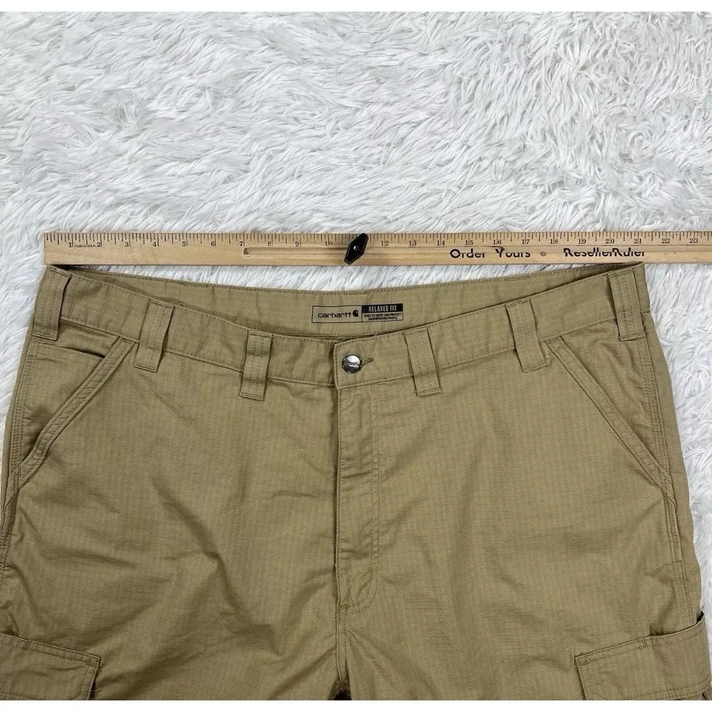 Carhartt Shorts Khaki Relaxed Fit Ripstop Cargo Work Force Mens Size 44 BS3543 - Picture 6 of 11